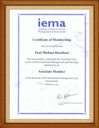 IEMA Memebership Certificate